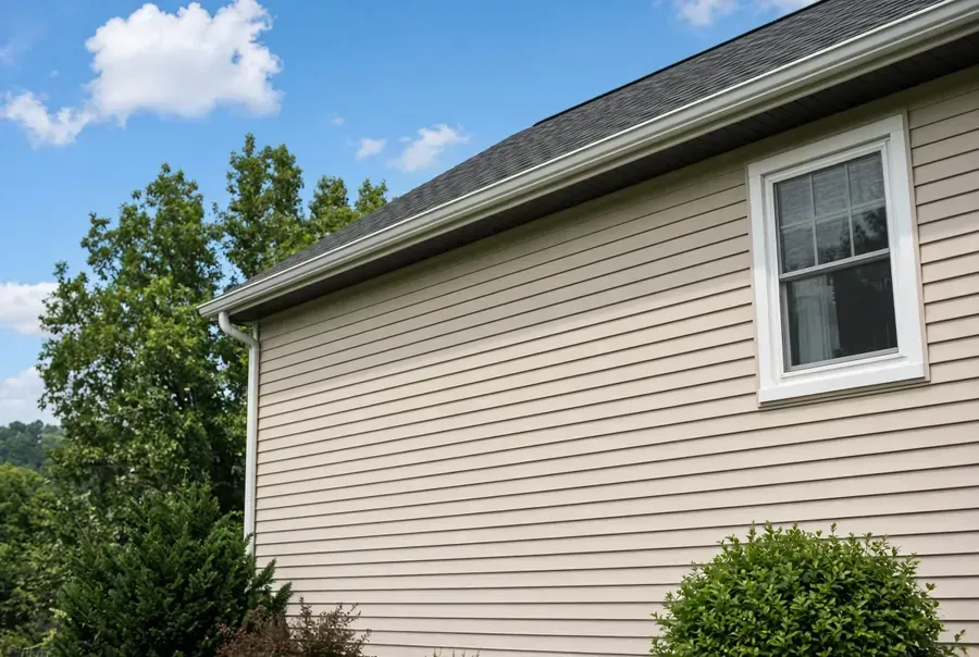 Clean vinyl siding after soft wash house washing in East Brainerd, TN